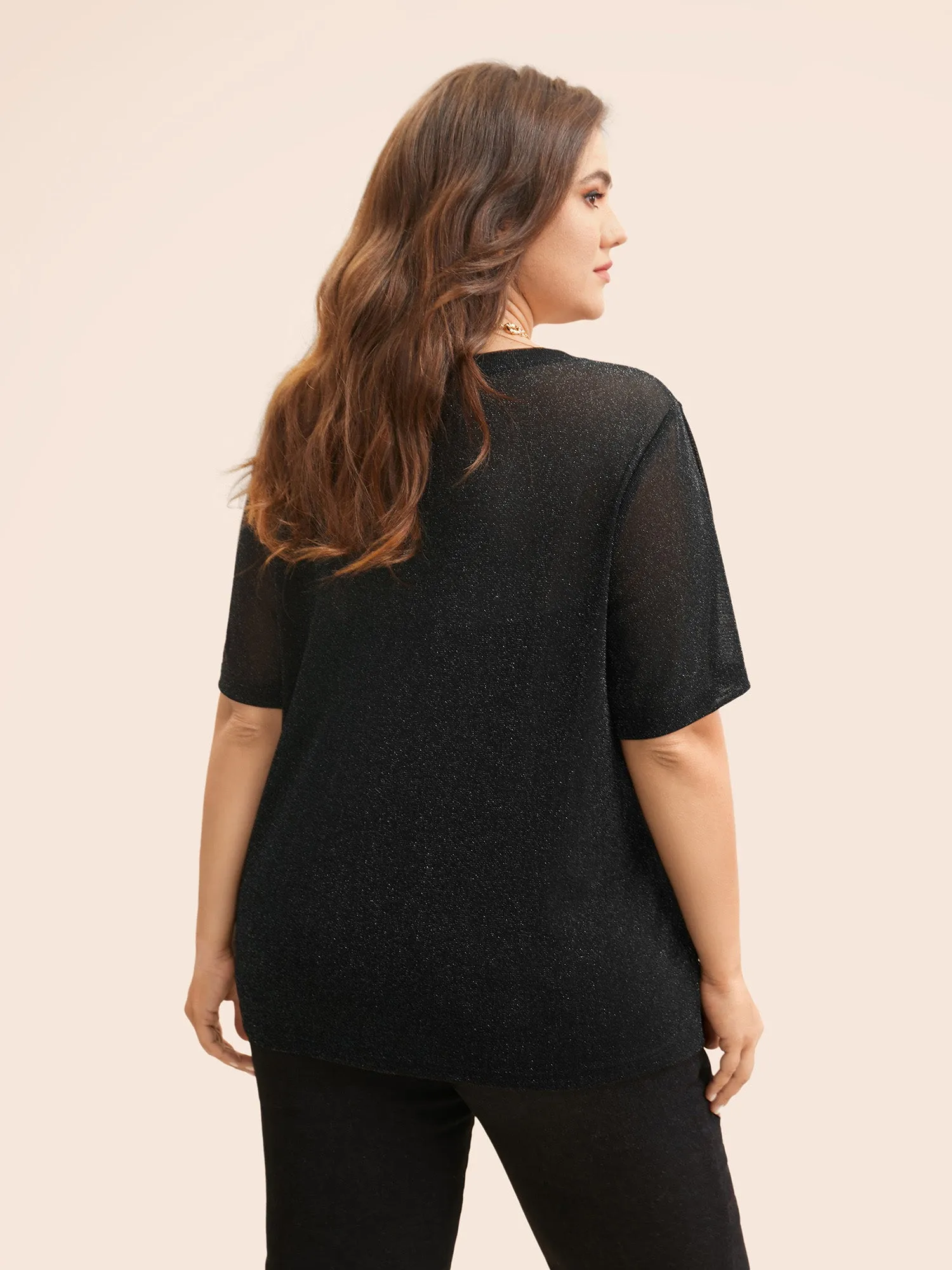 Round Neck Luxe Mesh T-shirt sold by Bloomchic product image thumbnail 3