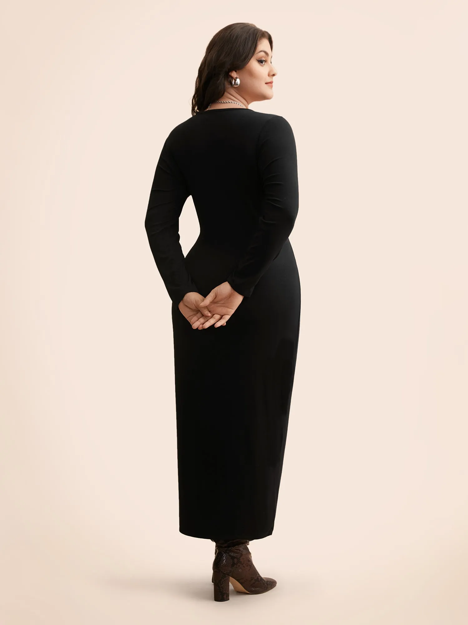 Metal Detail Keyhole Split Hem Dress sold by Bloomchic product image thumbnail 3