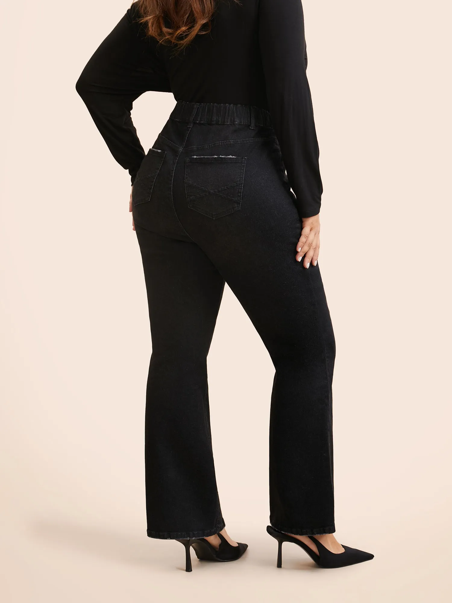 Dark Wash Buttoned Zipper Bootcut Jeans sold by Bloomchic product image thumbnail 2