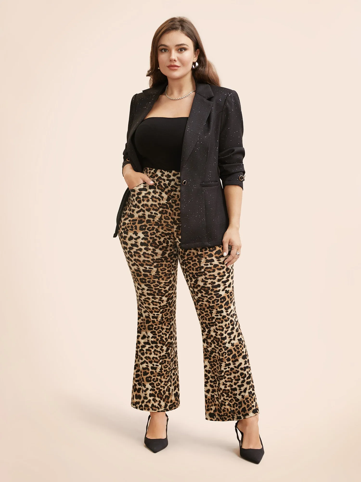 Leopard Print Pocket Bootcut Leggings sold by Bloomchic product image thumbnail 3