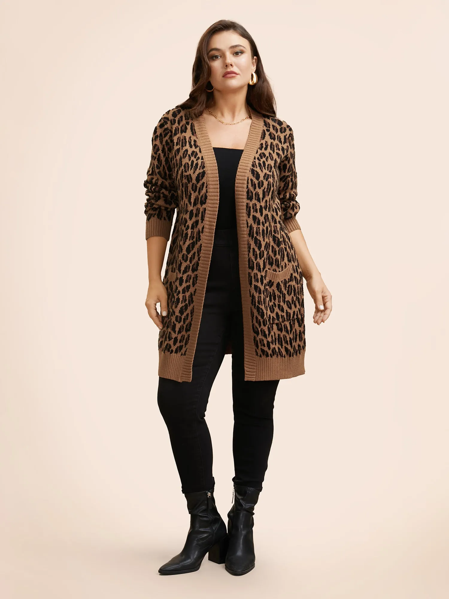 Leopard Print Patched Pocket Cardigan sold by Bloomchic product image thumbnail 3