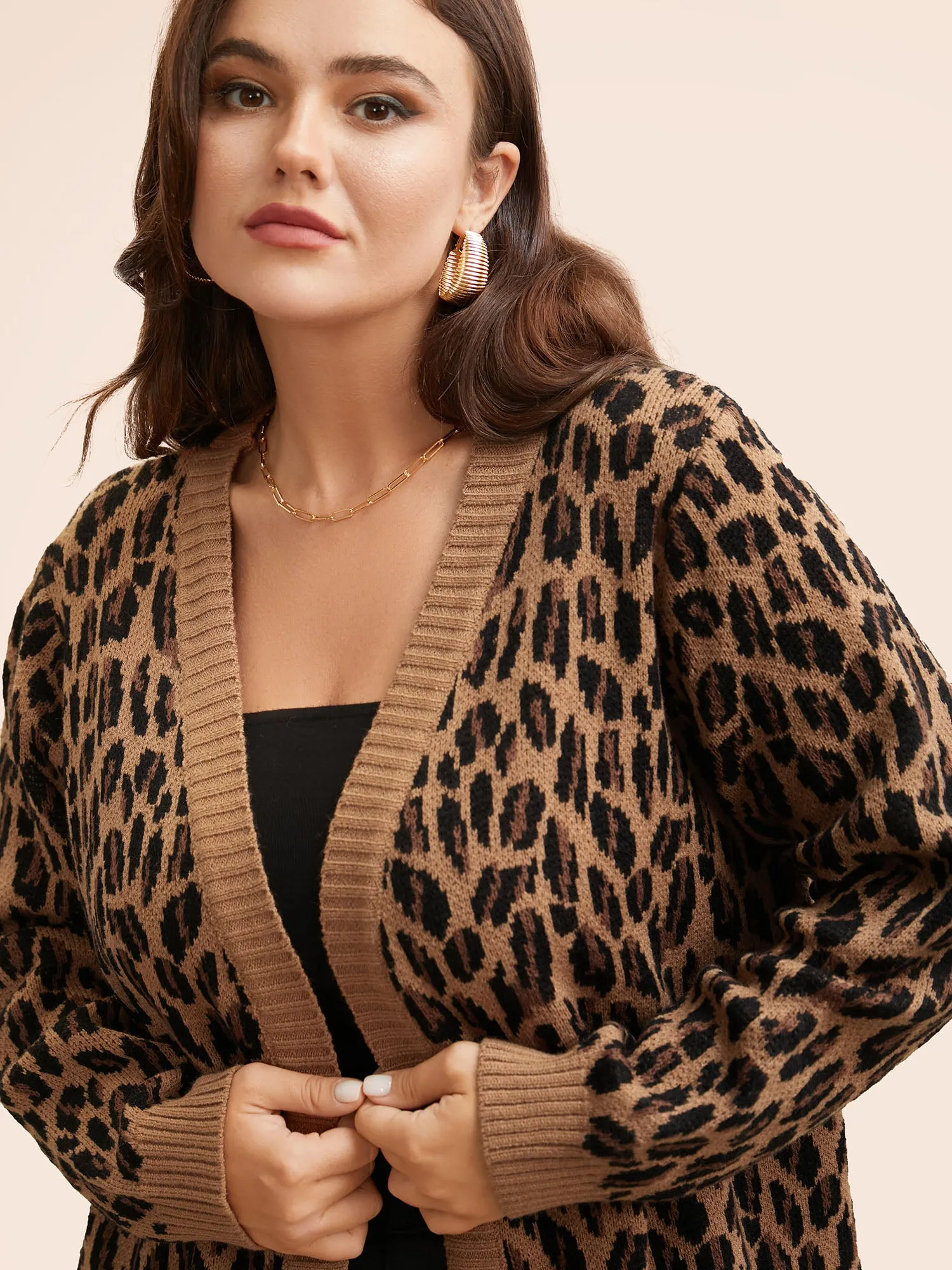 Leopard Print Patched Pocket Cardigan sold by Bloomchic product image thumbnail 4