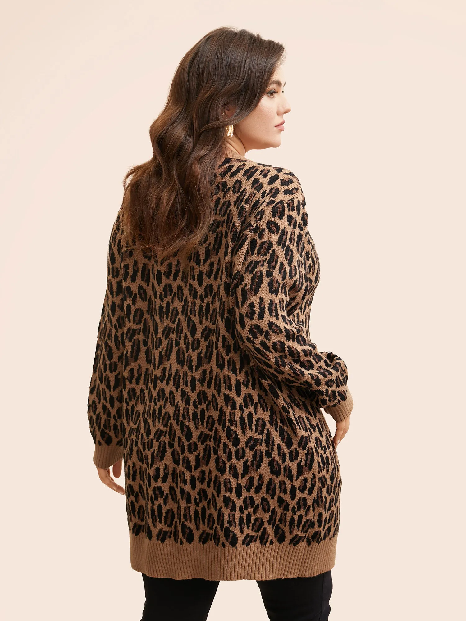 Leopard Print Patched Pocket Cardigan sold by Bloomchic product image thumbnail 2