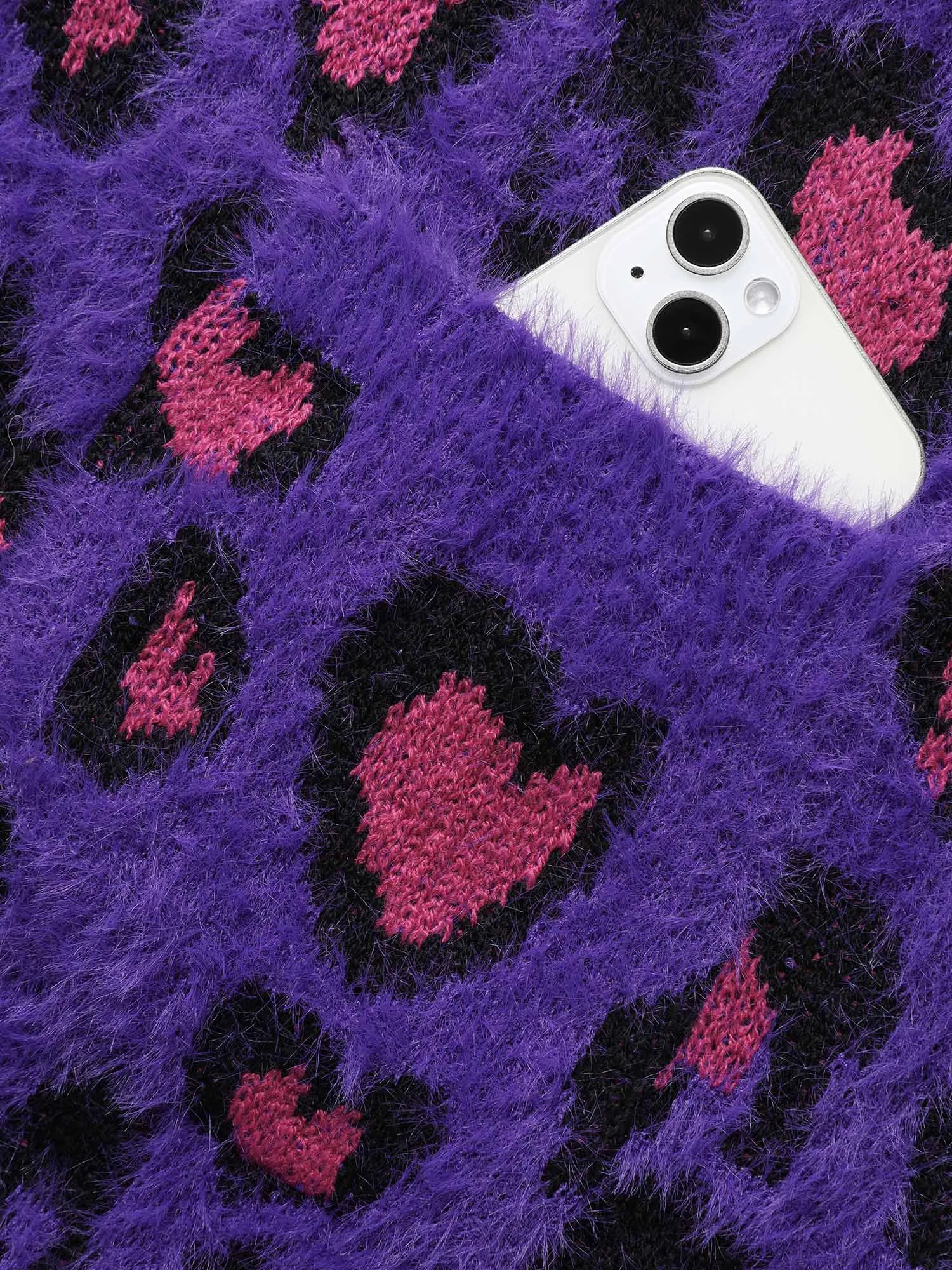 Leopard Print Fluffy Patch Pocket Cardigan sold by Bloomchic product image thumbnail 5