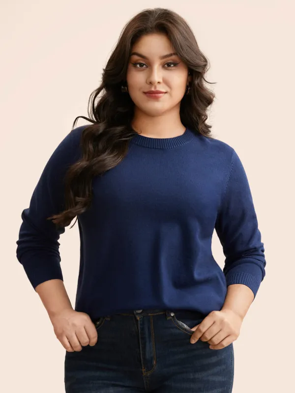 Solid Round Neck Wool Blend Pullover sold by Bloomchic