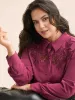 Shirt Collar Broderie Anglaise Tie Knot Blouse sold by Bloomchic