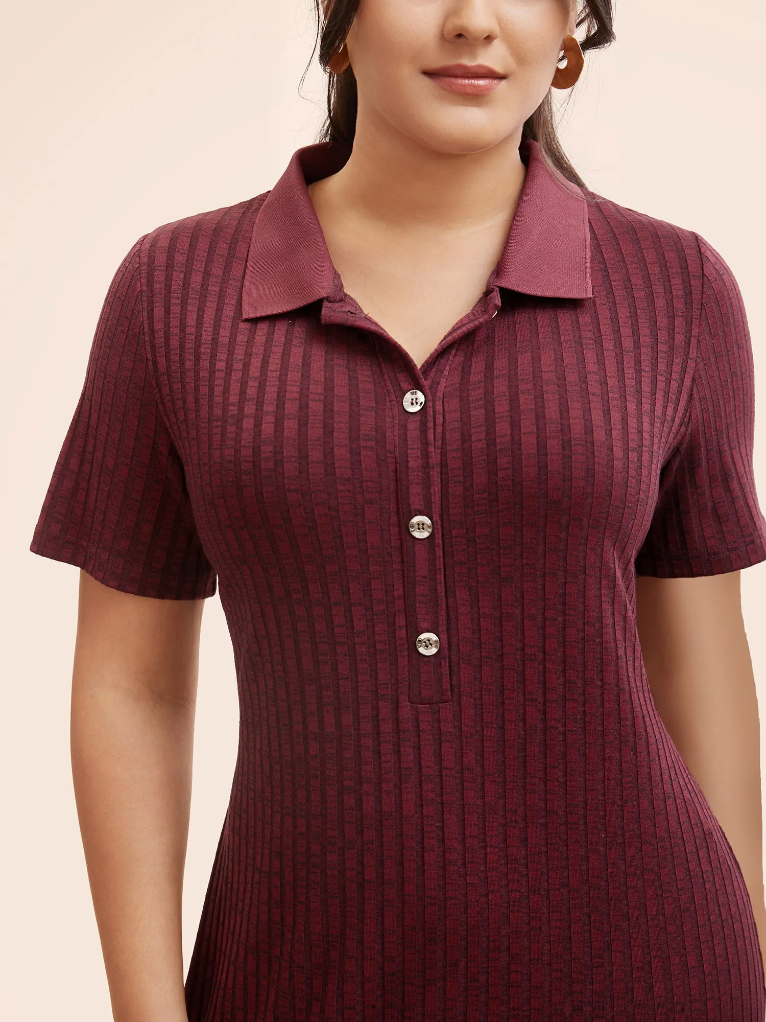 Shirt Collar Textured Button Up Dress sold by Bloomchic product image thumbnail 4