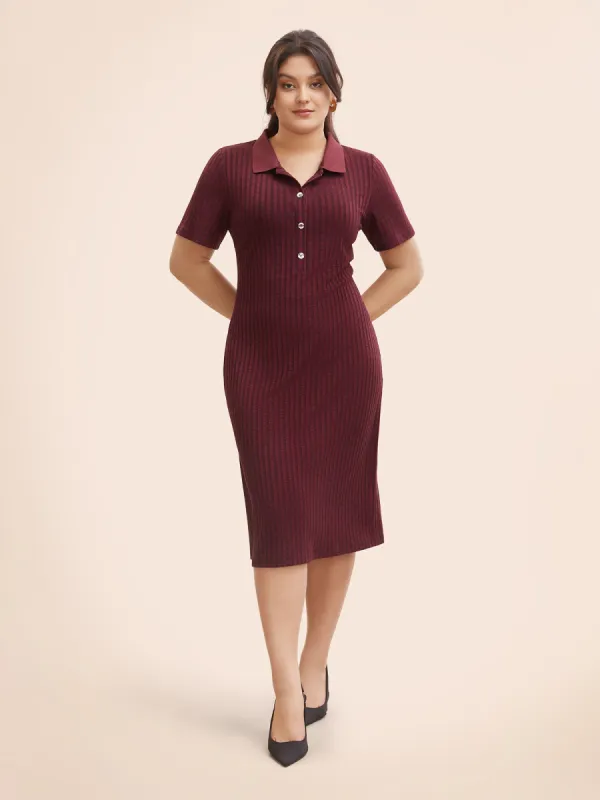 Shirt Collar Textured Button Up Dress sold by Bloomchic