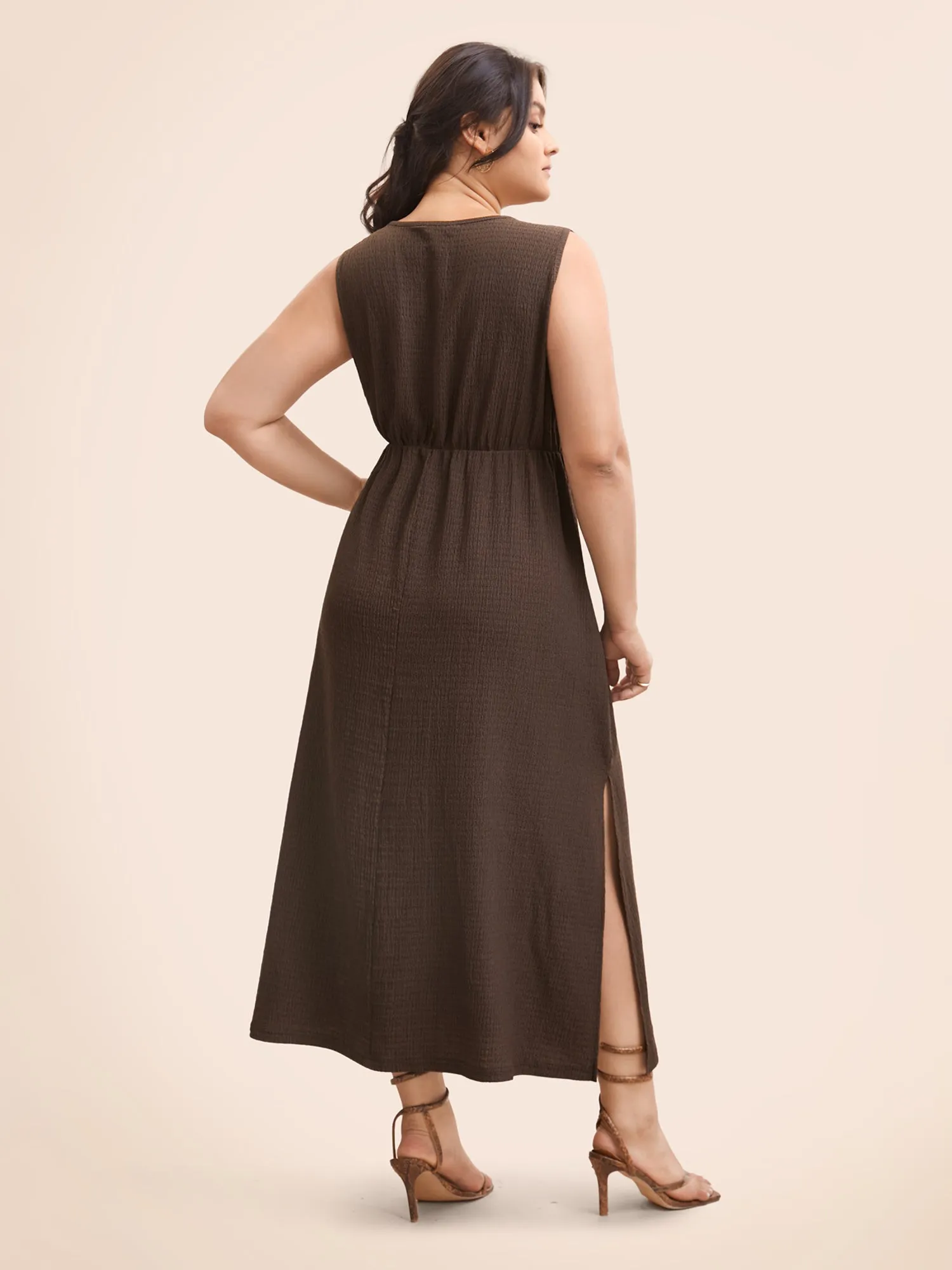 Twist Front Split Hem Sleeveless Dress sold by Bloomchic product image thumbnail 3