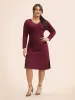 V Neck Split Hem Textured Dress sold by Bloomchic