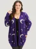 Moon Print Open Front Cardigan sold by Bloomchic