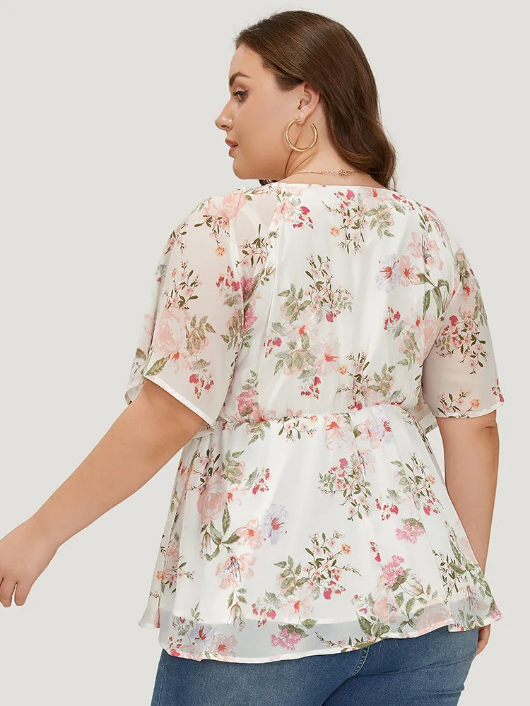 Floral Print Mesh Twist Front Blouse sold by Bloomchic product image thumbnail 4