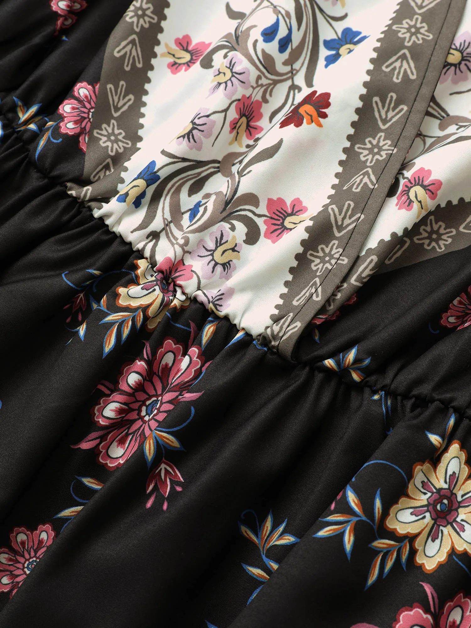 Boho Print Overlap Collar Belted Blouse sold by Bloomchic product image thumbnail 5