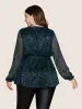 Sequin Mesh Lantern Sleeve Wrap Belted Striped Blouse sold by Bloomchic