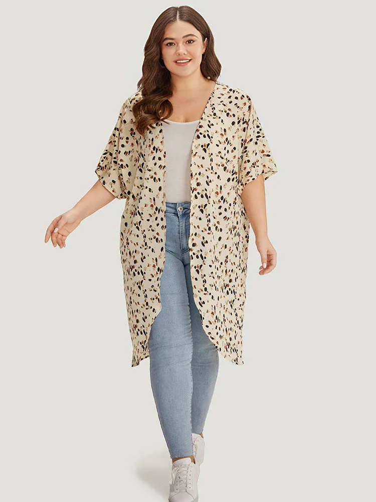 Allover Print Open Front Dolman Sleeve Kimono sold by Bloomchic