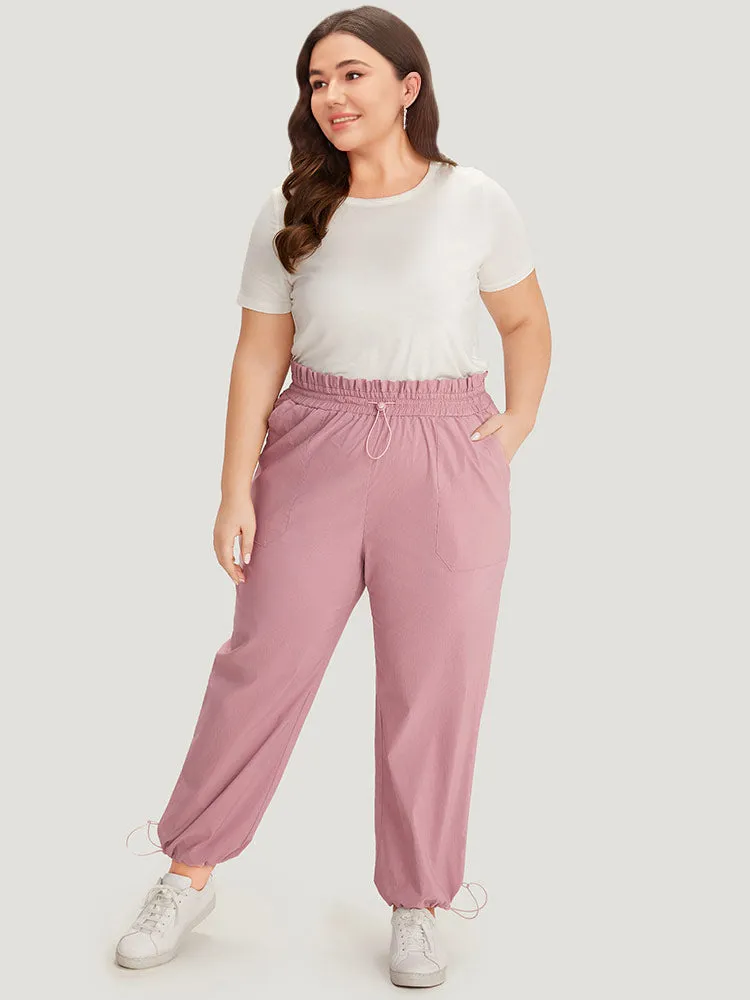 Plain Paperbag Waist Drawstring Hem Slant Pocket Pants sold by Bloomchic product image thumbnail 5