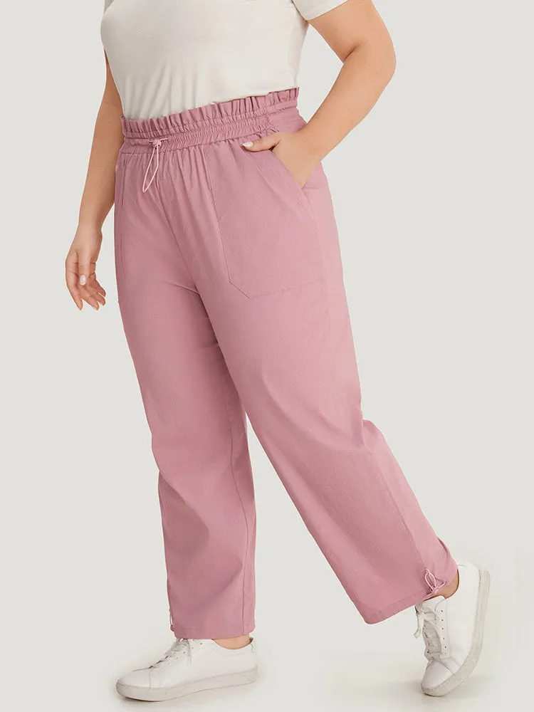 Plain Paperbag Waist Drawstring Hem Slant Pocket Pants sold by Bloomchic product image thumbnail 3