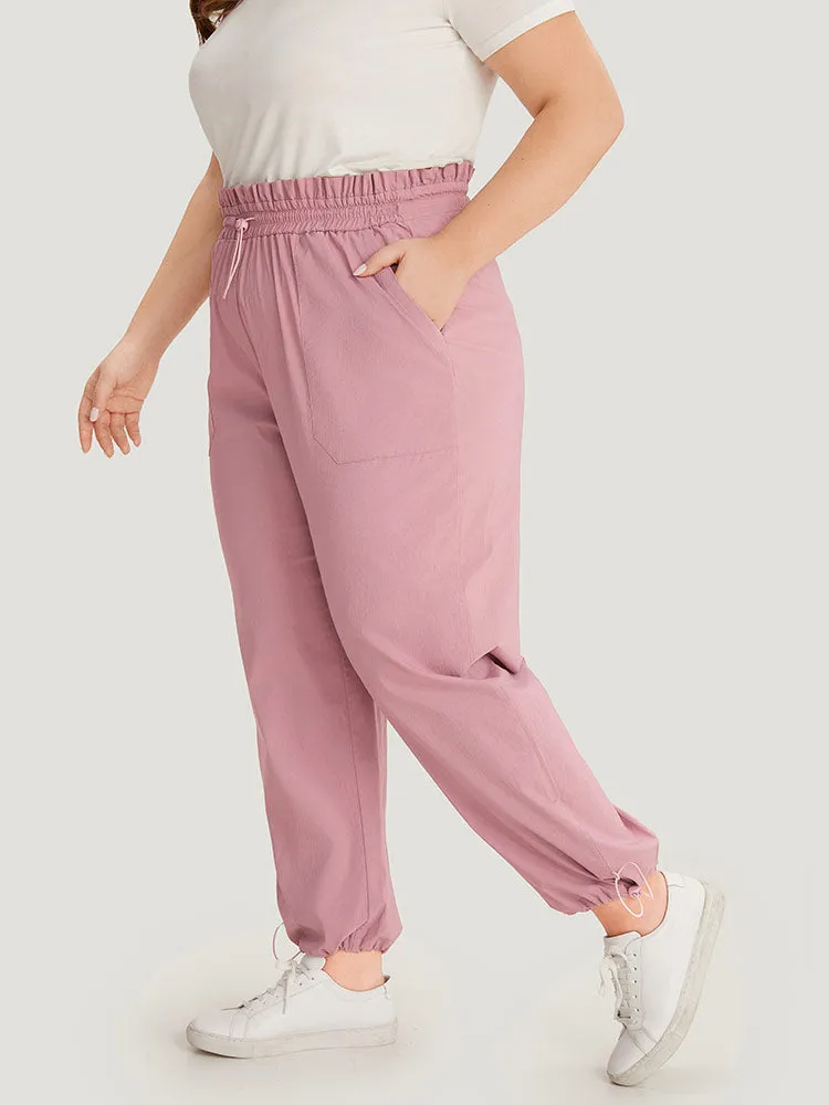 Plain Paperbag Waist Drawstring Hem Slant Pocket Pants sold by Bloomchic product image thumbnail 4