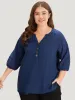 Solid Button Up Patchwork Notched Lantern Sleeve Blouse sold by Bloomchic