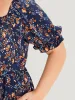 Floral Puff Sleeve Pocket Elastic Waist Square Neck Dress sold by Bloomchic