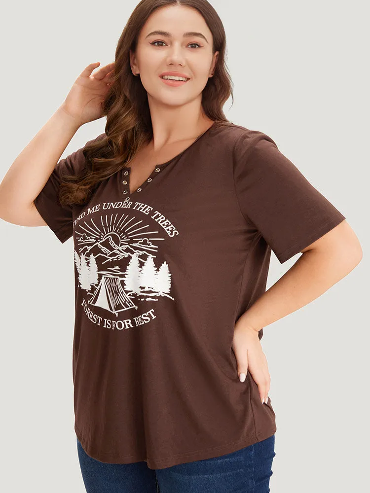 Landscape Print Notched T-shirt sold by Bloomchic product image thumbnail 5