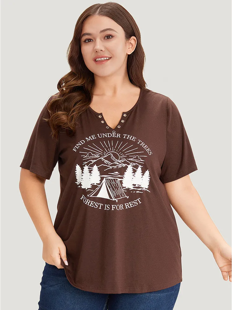 Landscape Print Notched T-shirt sold by Bloomchic product image thumbnail 3