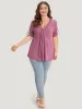 Crochet Lace Heather Deep Gathered V Neck T-shirt sold by Bloomchic