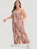 Tie Dye Striped Pocket Backless Cami Jumpsuit sold by Bloomchic