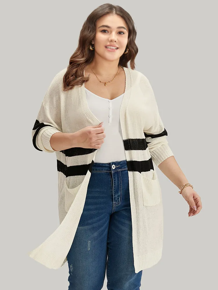 Striped Pocket Open Front Cardigan sold by Bloomchic product image thumbnail 3