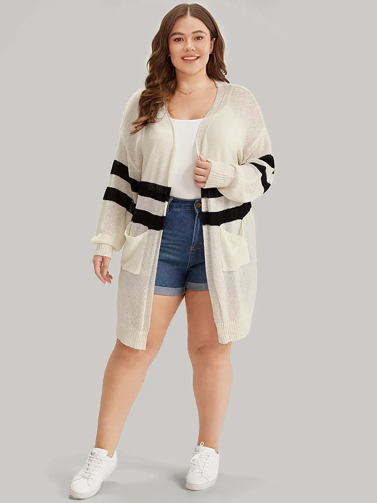 Striped Pocket Open Front Cardigan sold by Bloomchic product image thumbnail 4