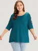 Solid Cut Out Round Neck Dolman Sleeve T-shirt sold by Bloomchic