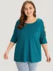 Solid Cut Out Round Neck Dolman Sleeve T-shirt sold by Bloomchic