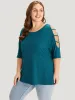 Solid Cut Out Round Neck Dolman Sleeve T-shirt sold by Bloomchic