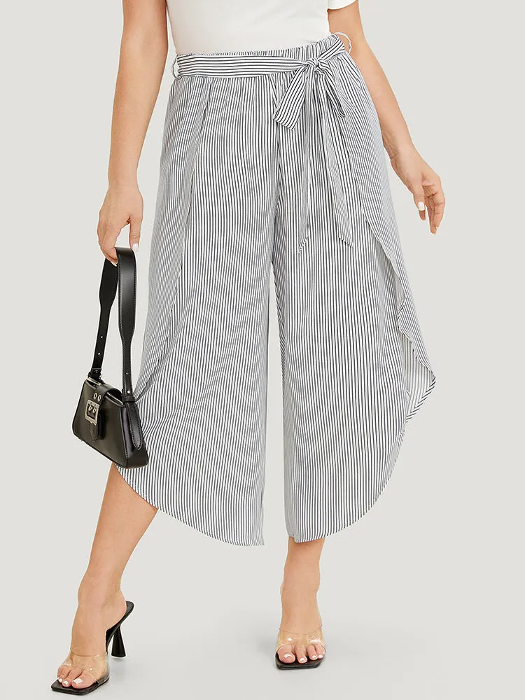 Striped Print Belted Wrap Hem Loose Pants sold by Bloomchic product image thumbnail 5
