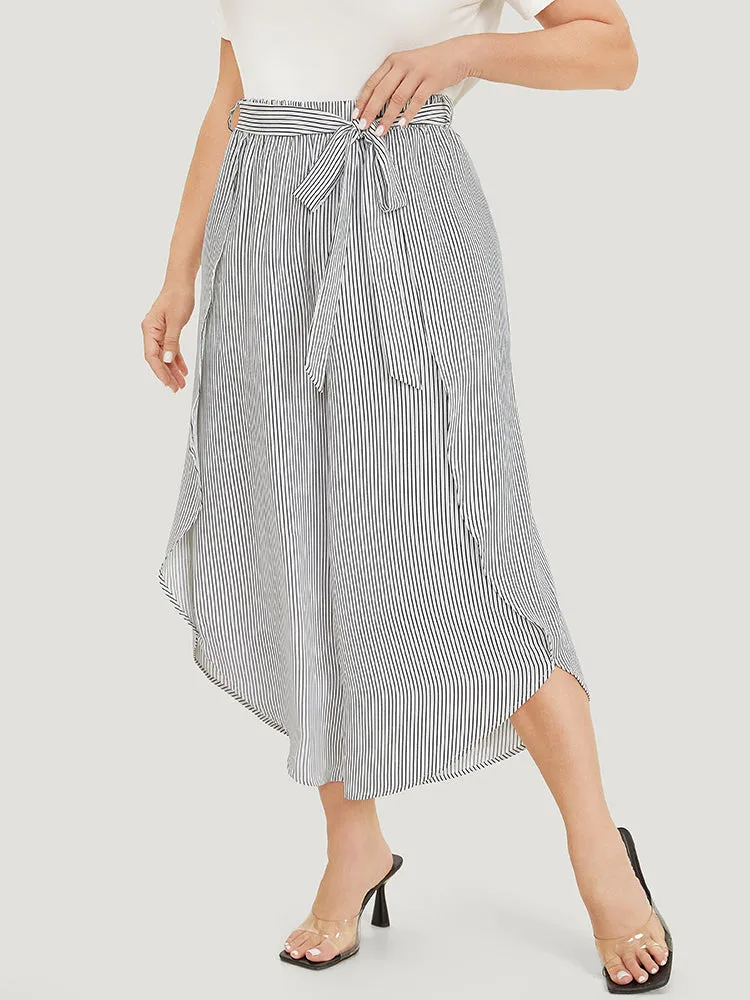 Striped Print Belted Wrap Hem Loose Pants sold by Bloomchic product image thumbnail 3