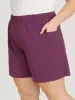 Solid Patched Pocket Elastic Waist Shorts sold by Bloomchic