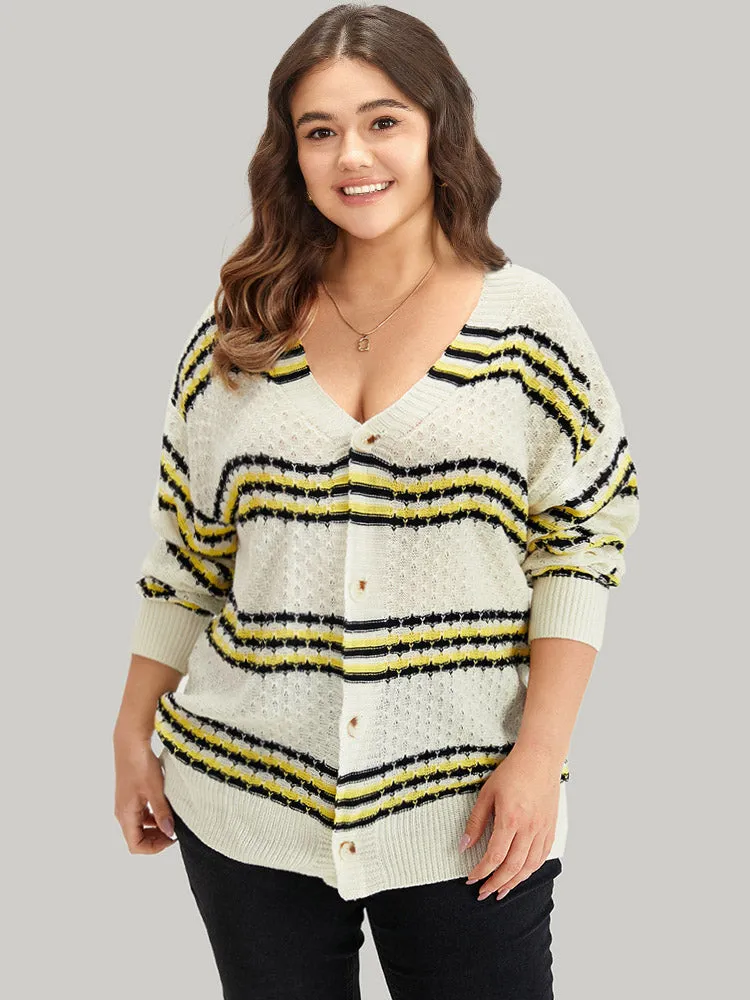 Striped Contrast Button Up Drop Shoulder Cardigan sold by Bloomchic product image thumbnail 2