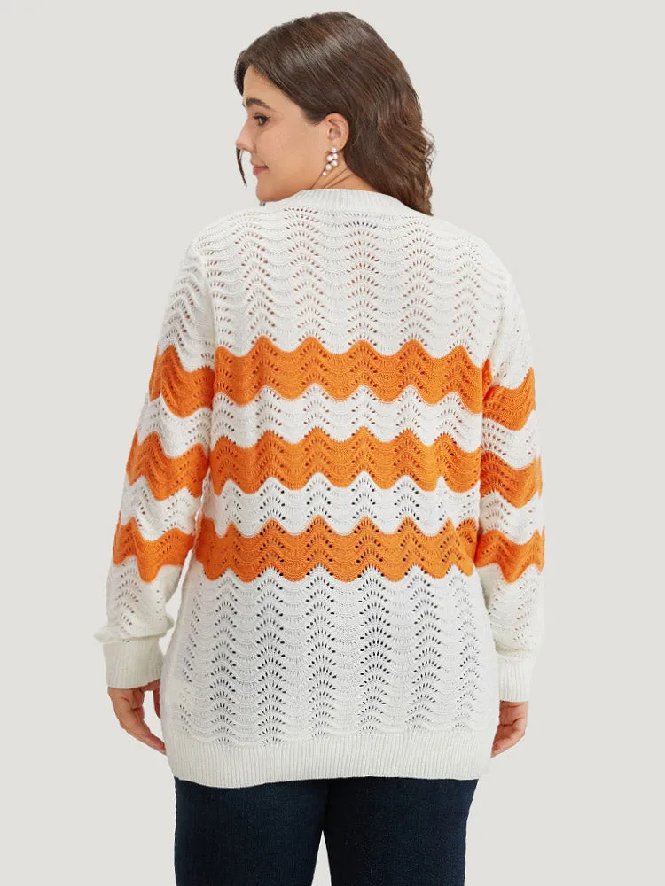 Two Tone Eyelet Drop Shoulder Pullover sold by Bloomchic product image thumbnail 2