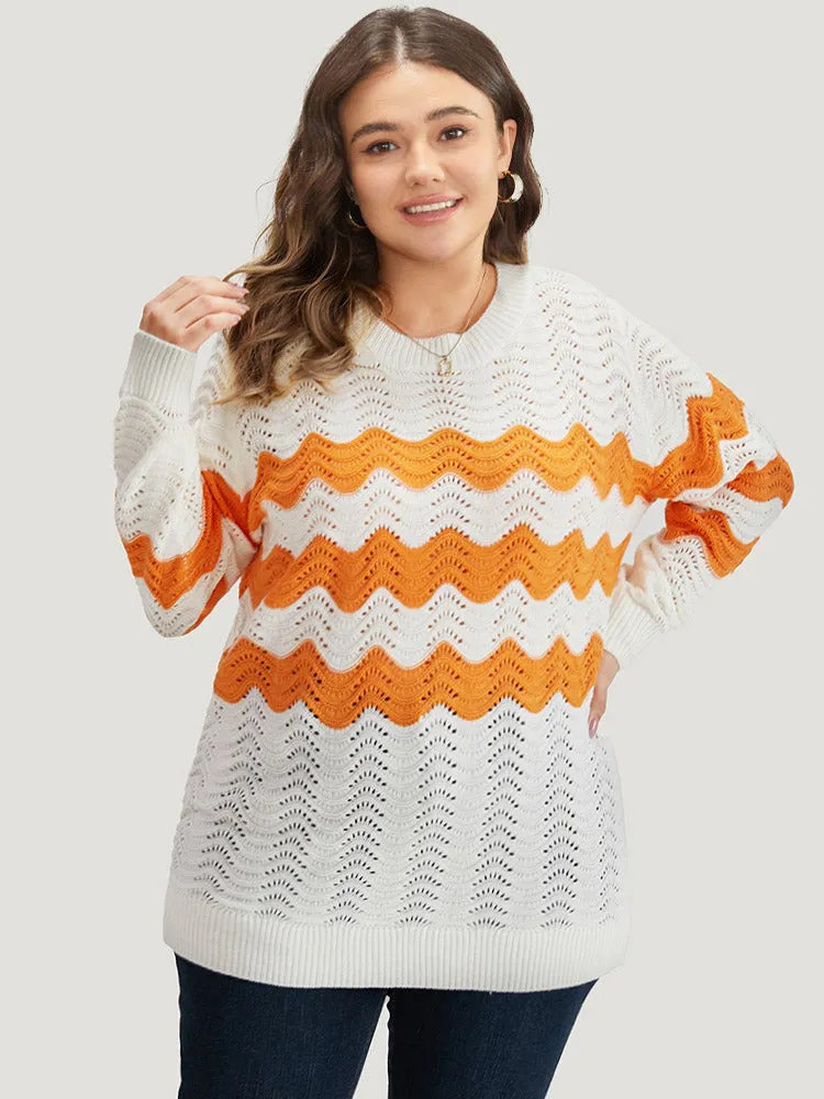 Two Tone Eyelet Drop Shoulder Pullover sold by Bloomchic product image thumbnail 3