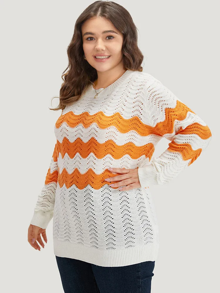 Two Tone Eyelet Drop Shoulder Pullover sold by Bloomchic product image thumbnail 4