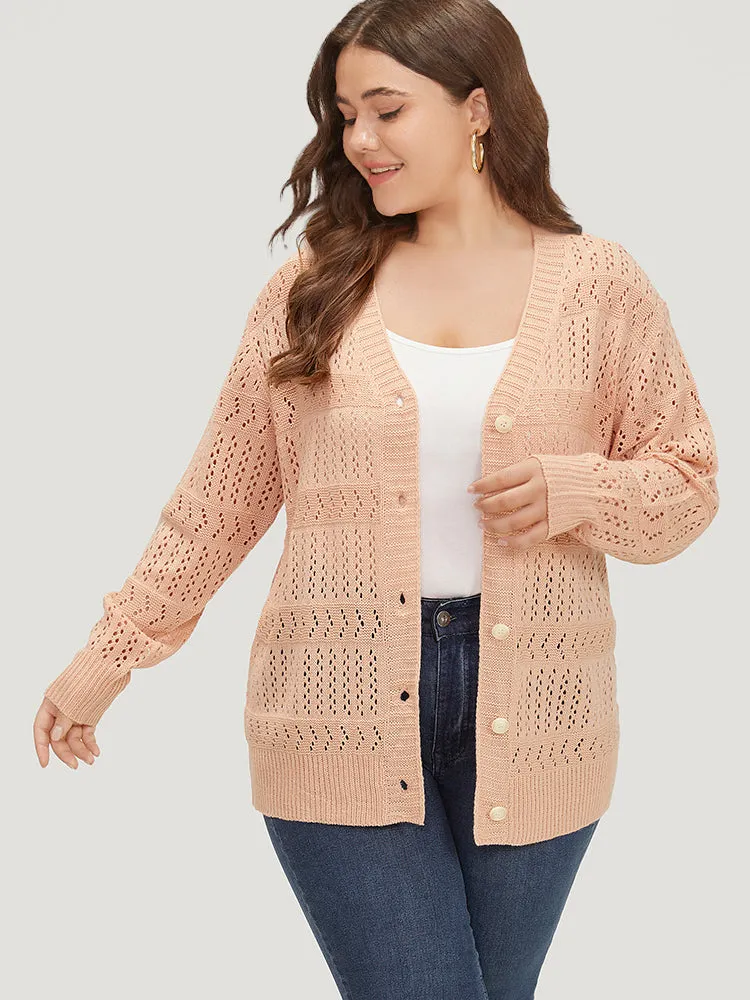 Supersoft Essentials Geometric Eyelet Button Through Drop Shoulder Cardigan sold by Bloomchic product image thumbnail 4