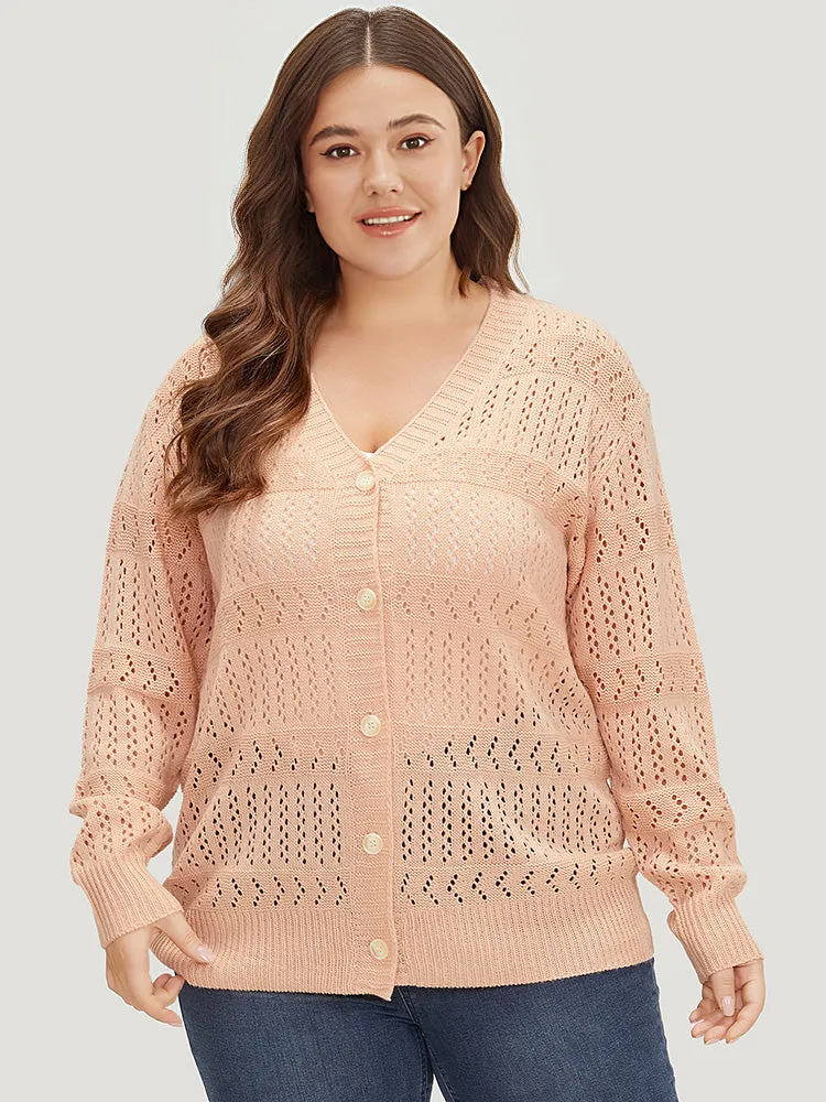 Supersoft Essentials Geometric Eyelet Button Through Drop Shoulder Cardigan sold by Bloomchic product image thumbnail 5