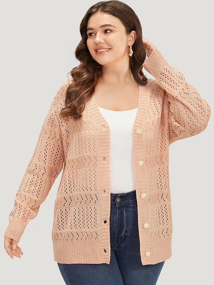 Supersoft Essentials Geometric Eyelet Button Through Drop Shoulder Cardigan sold by Bloomchic