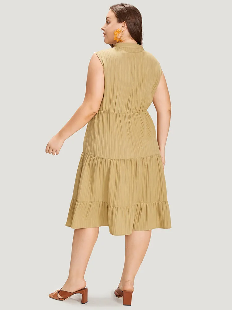 Textured Button Detail Ruffle Layered Hem Sleeveless Dress sold by Bloomchic product image thumbnail 3