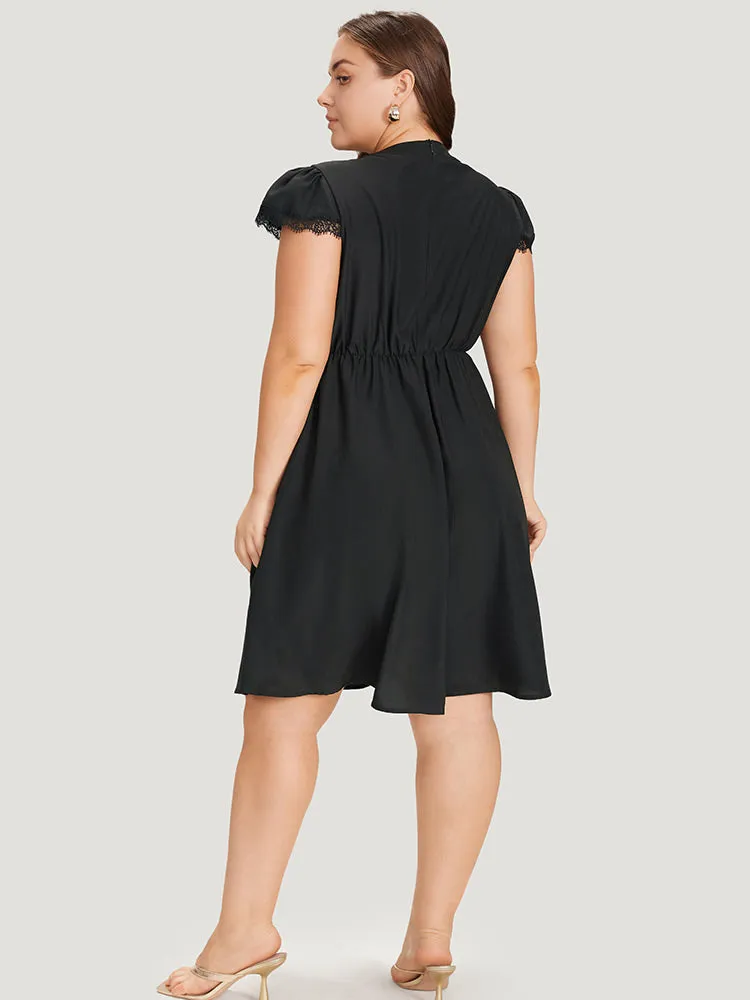 Crochet Lace Keyhole Cap Sleeve Gathered Dress sold by Bloomchic product image thumbnail 5