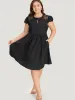 Crochet Lace Keyhole Cap Sleeve Gathered Dress sold by Bloomchic