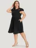 Crochet Lace Keyhole Cap Sleeve Gathered Dress sold by Bloomchic