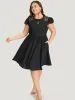 Crochet Lace Keyhole Cap Sleeve Gathered Dress sold by Bloomchic