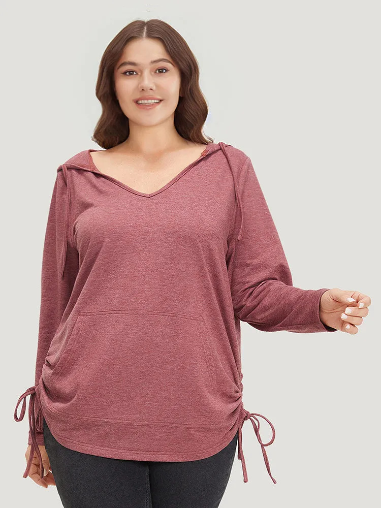 Plain Heather Pocket Drawstring Hooded Sweatshirt sold by Bloomchic product image thumbnail 4