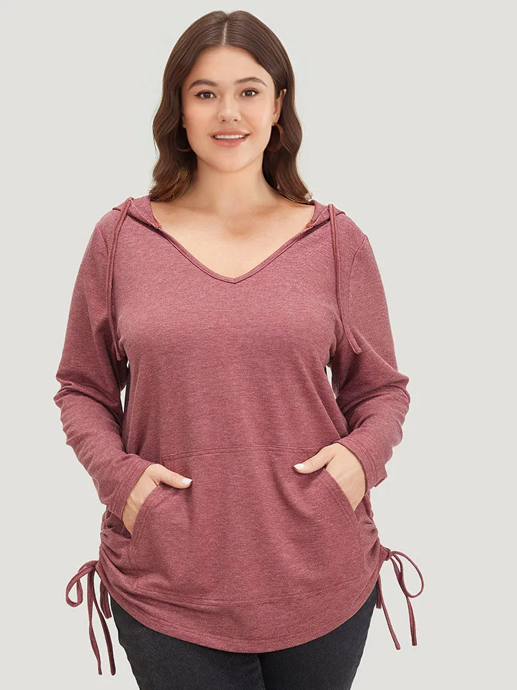 Plain Heather Pocket Drawstring Hooded Sweatshirt sold by Bloomchic product image thumbnail 2